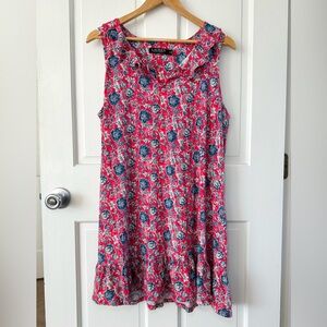 LAUREN Ralph Lauren Red Blue Vintage Floral Ruffled Short Nightgown Size XL